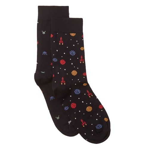 Pack de 2 pares de calcetines crew Sfera con mini print espacial para hombre