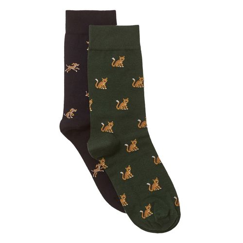 Pack de 2 pares de calcetines crew Sfera con mini print de perros y gatos para hombre