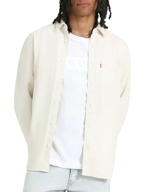 Camisa casual Levi's regular fit ivory sólida para hombre