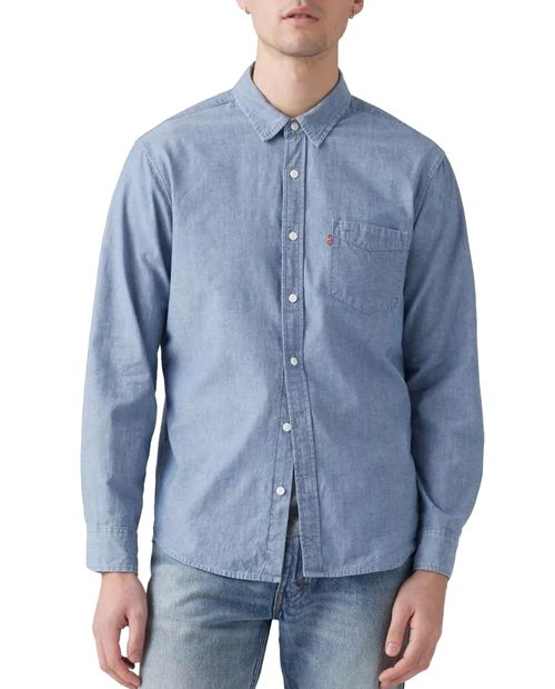 Camisa casual Levi's regular fit celeste heather para hombre