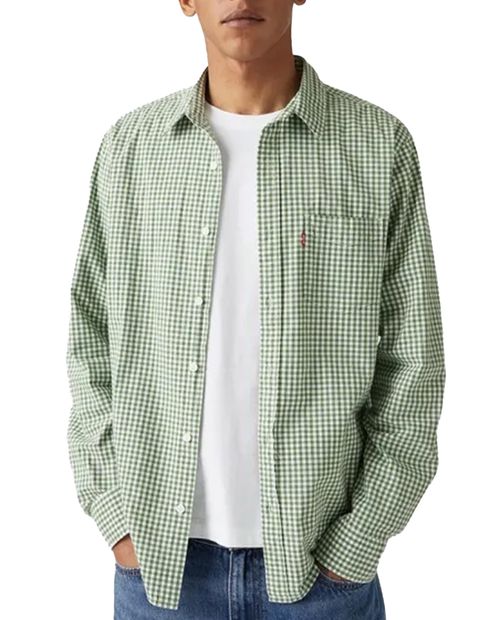 Camisa casual Levi's regular fit verde cuadriculada para hombre