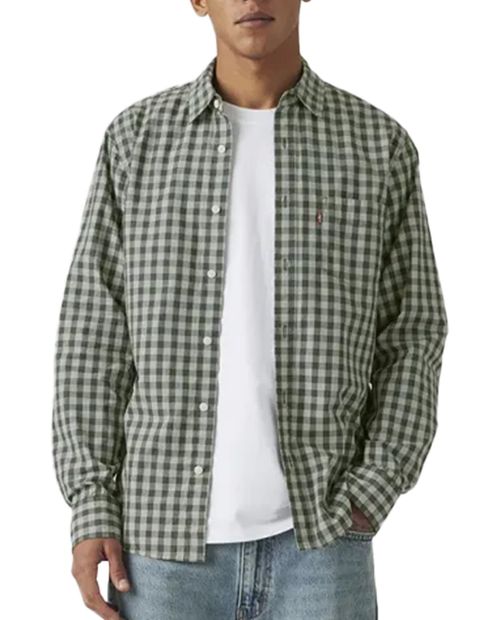Camisa casual Levi's regular fit verde cuadriculada para hombre