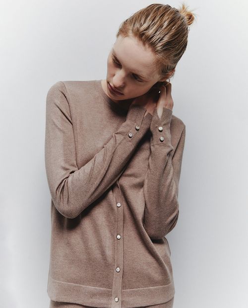 Suéter Sfera cárdigan café para mujer