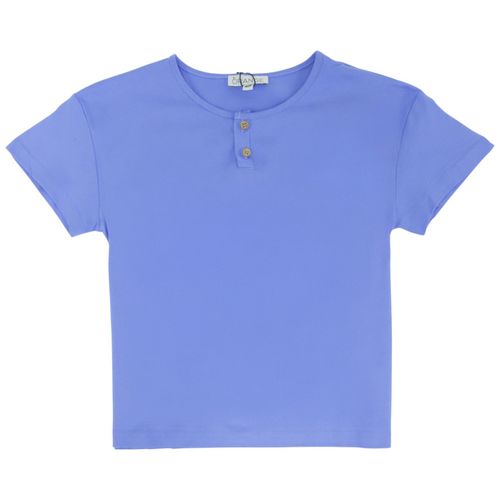 Camiseta henley azul sólida para niño