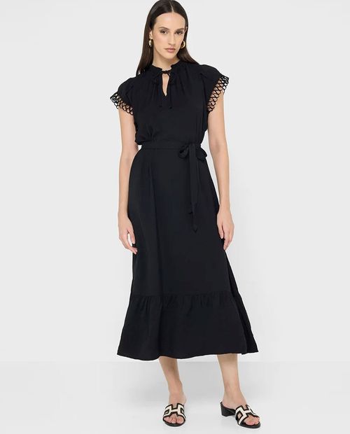 Vestido Vero Moda midi negro con manga corta para mujer