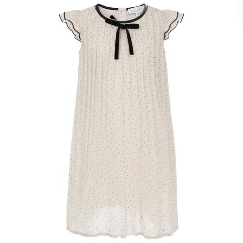 Vestido beige con puntos negros para niña