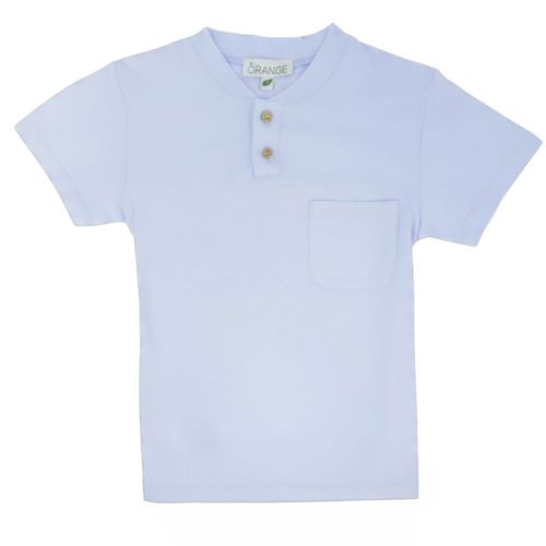 Camiseta henley celeste sólida para niño