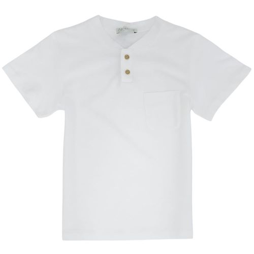 Camiseta henley blanco sólida para niño