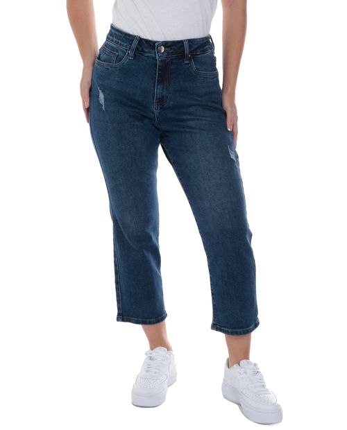 Jeans Sabrina straight azul de cintura alta para mujer