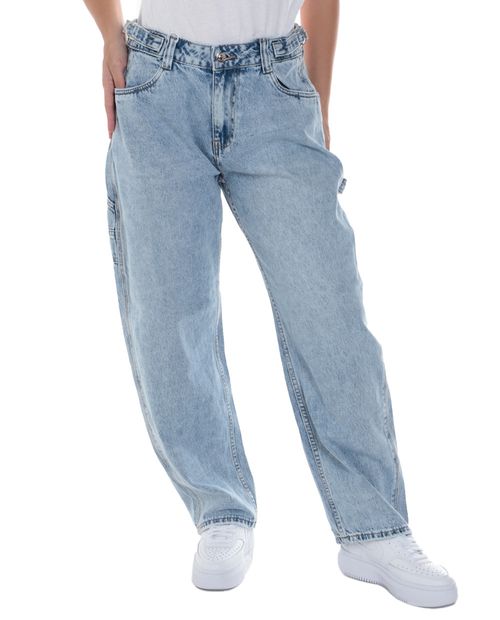 Jeans Orange wide leg celeste de cintura alta para mujer