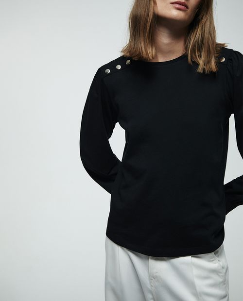 Blusa Sfera sweatshirt negra mangas largas para mujer