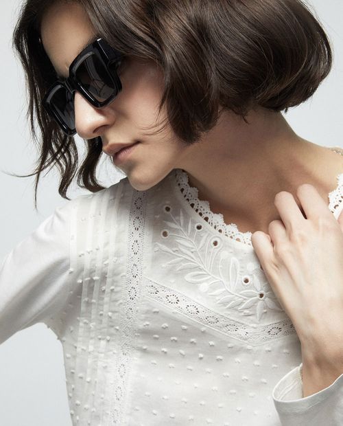 Blusa Sfera casual blanca manga larga para mujer