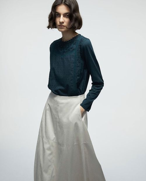 Blusa Sfera casual verde oscuro manga larga para mujer