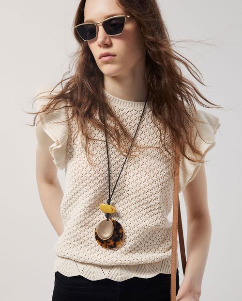 Blusa Sfera casual beige mangas cortas para mujer