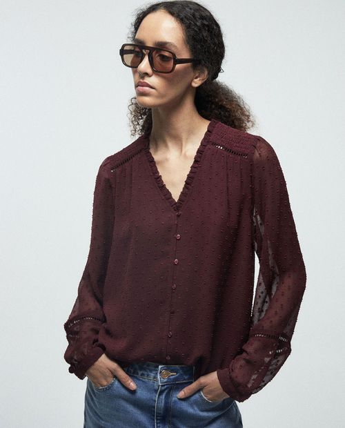 Blusa Sfera casual morada manga larga para mujer