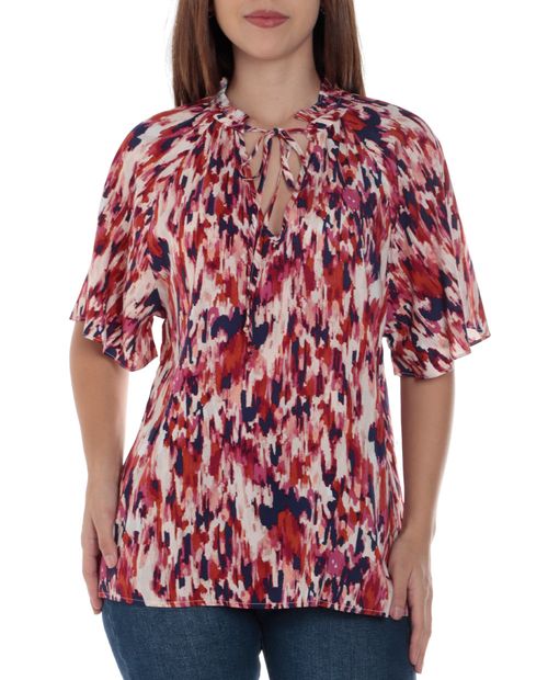 Blusa Sabrina casual estampada manga corta para mujer