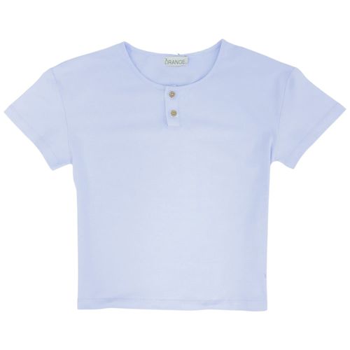 Camiseta henley celeste sólida para niño