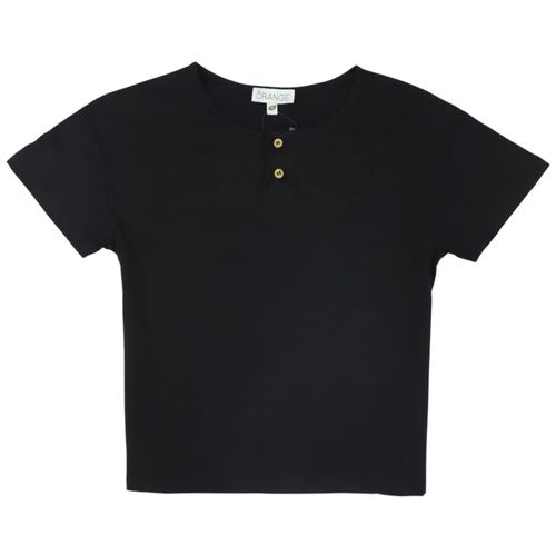 Camiseta henley negra sólida para niño