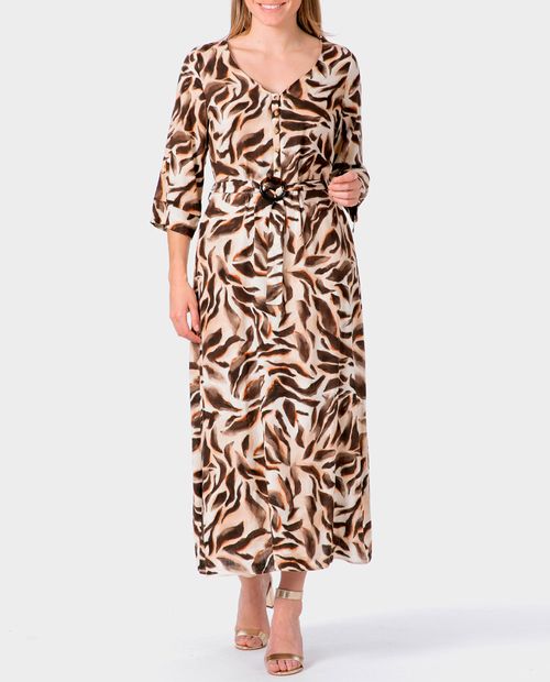 Vestido Punt Roma maxi estampado mangas 3/4 para mujer