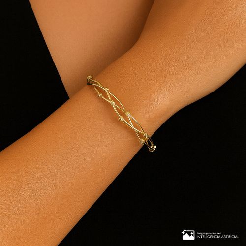 Brazalete rígido de brass con baño de oro 5 mm- 17 cm para mujer
