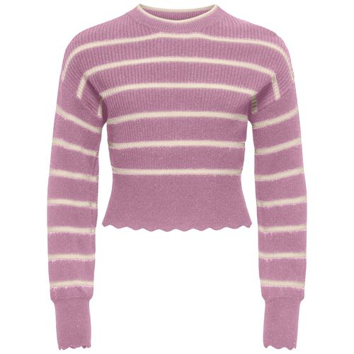 Suéter morado rayado para niña