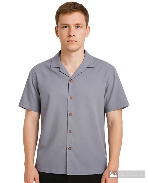Camisa de lino Orange azul para hombre