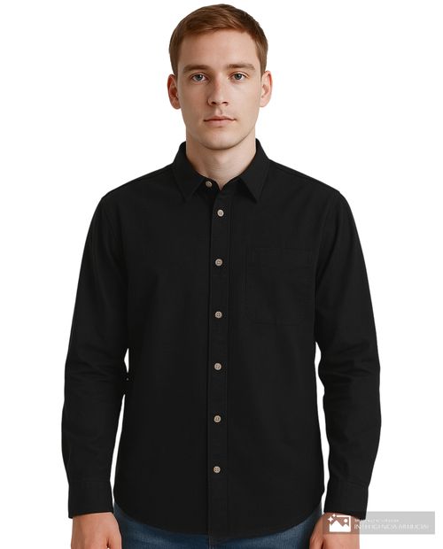 Camisa casual Orange negra sólida para hombre
