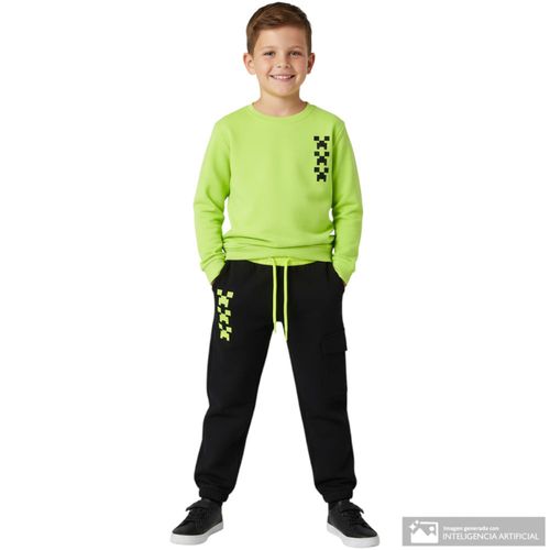 Pantalón negro jogger con estampado para niño