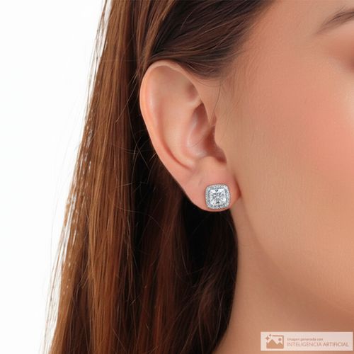 Aretes de plata con zirconia para mujer