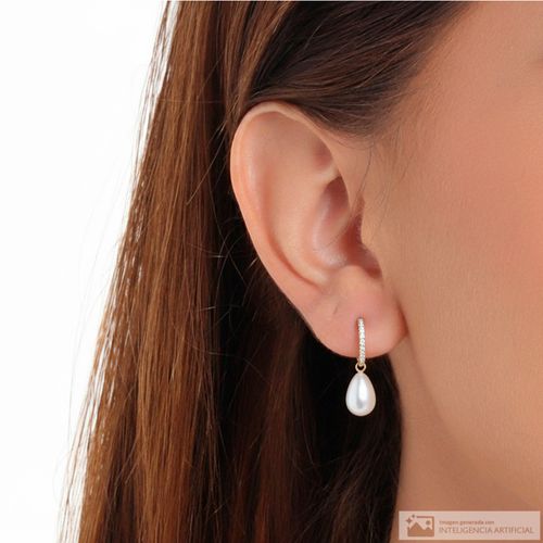 Aretes largos de plata con enchape de oro para mujer