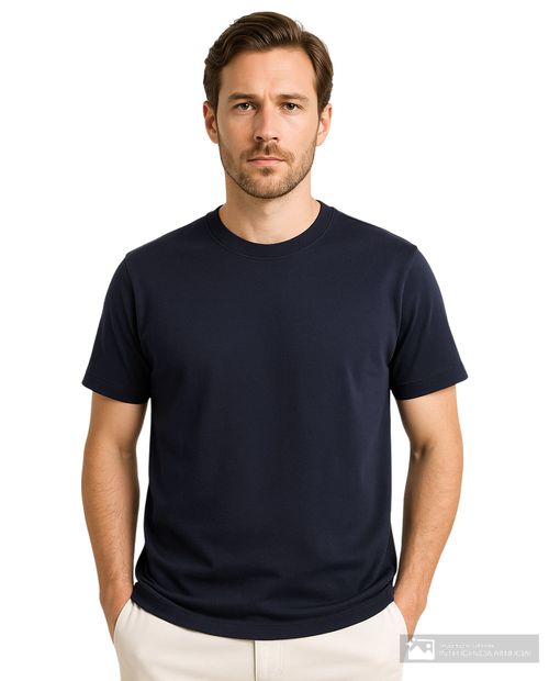 Camiseta Oscar de la Renta classic fit azul navy sólida para hombre
