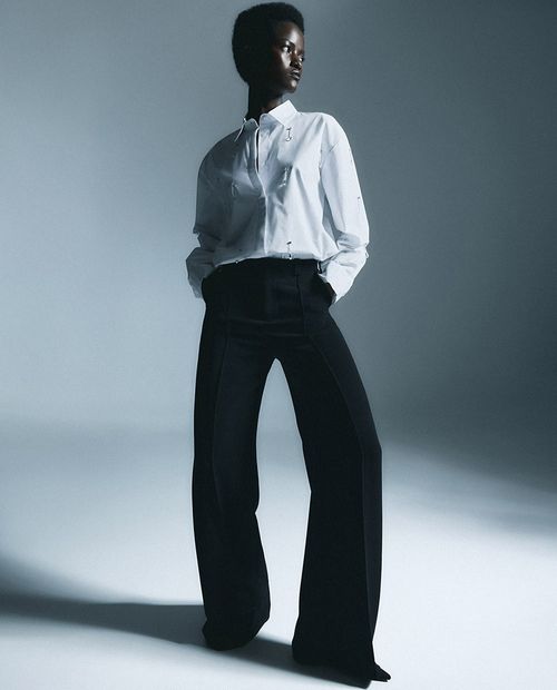 Pantalón Sfera clásico negro de cintura alta para mujer