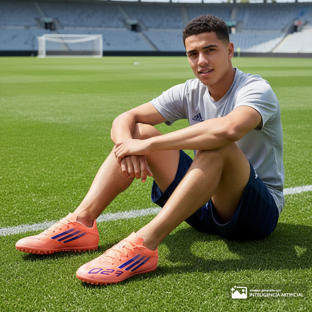 Zapato Adidas de fútbol F50 Club para césped artificial anaranjado