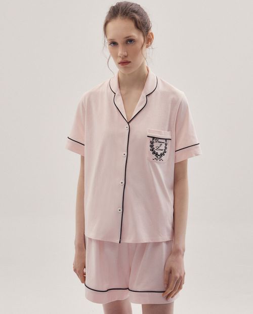 Pijama con short Sfera rosado manga corta para mujer