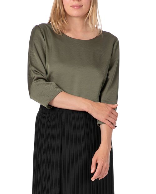 Blusa Punt Roma formal verde manga 3/4 para mujer