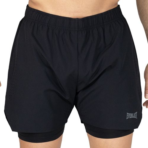 Short deportivo Everlast 2 en 1 match negro para hombre