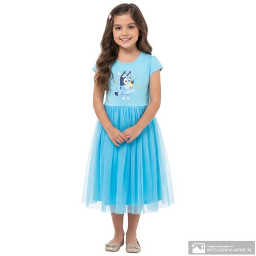 Vestido celeste de bluey para niña