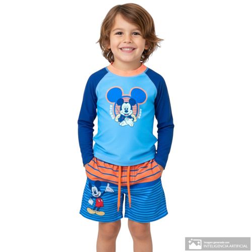 Camiseta de natación azul de Mickey Mouse para bebé niño