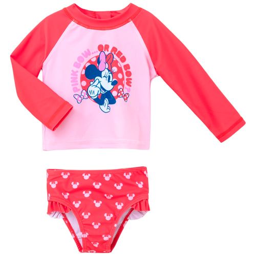 Set 2 piezas de traje de baño rosado con Minnie Mouse para niña