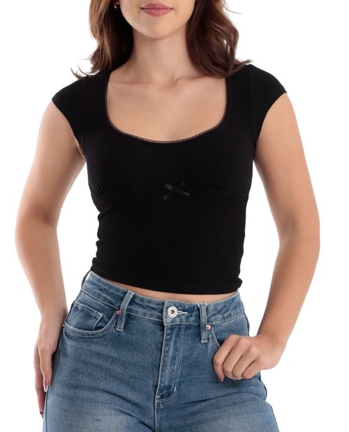 Blusa Mine crop top manga corta para mujer