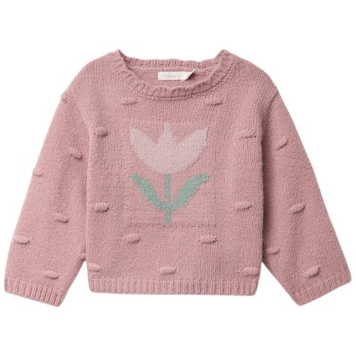 Suéter morado con textura para bebé niña