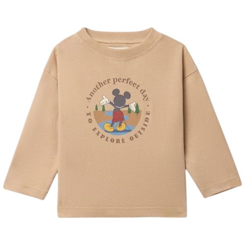 Camiseta beige con estampado Mickey Mouse para bebé niño