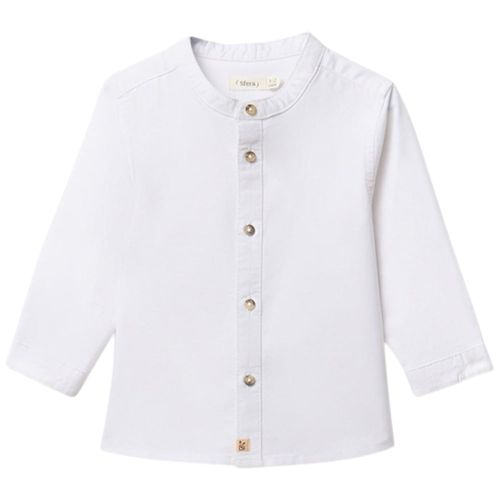 Camisa oxford blanca sólida para bebé niño