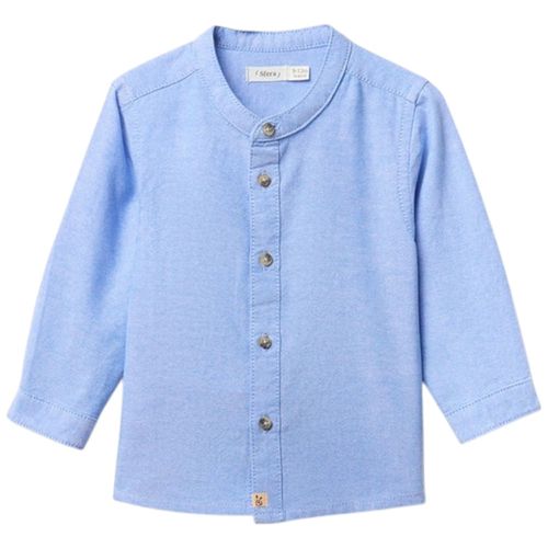Camisa oxford celeste sólida para bebé niño