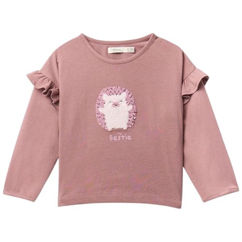 Blusa morada con bordado de erizo para bebé niña