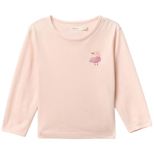 Camiseta rosada con bordado de elefante para bebé niña