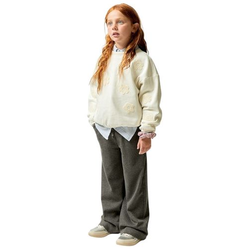 Pantalón paper bag gris oscuro sólido para niña