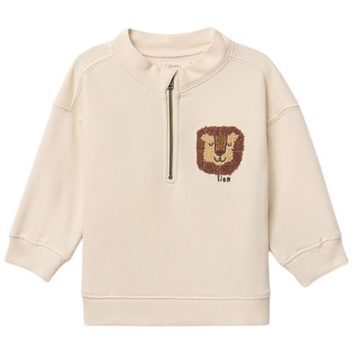 Suéter beige con bordado de león para bebé niño