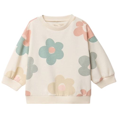 Suéter beige con estampado floral para bebé niña