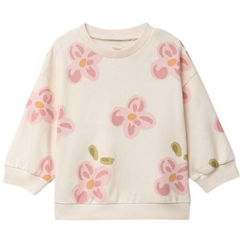 Suéter beige con estampado floral para bebé niña